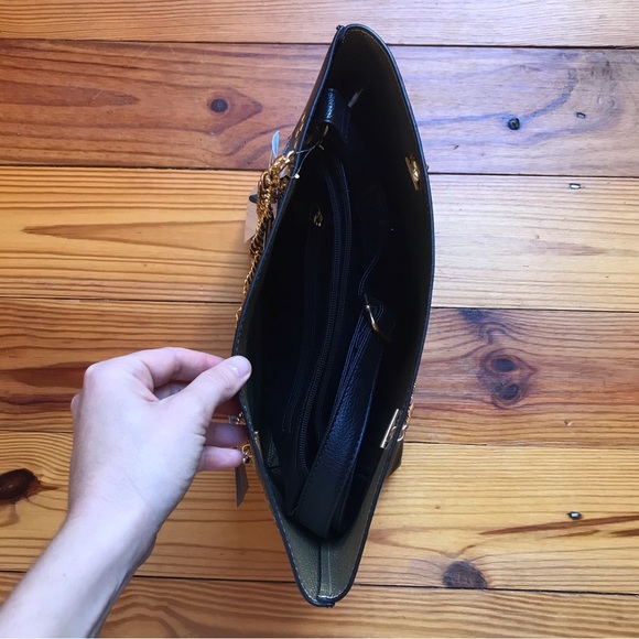 ImoShion USA Black Faux Leather Gold Chain Charger USB Purse Bundle, NWT, 14” - Picture 6 of 16